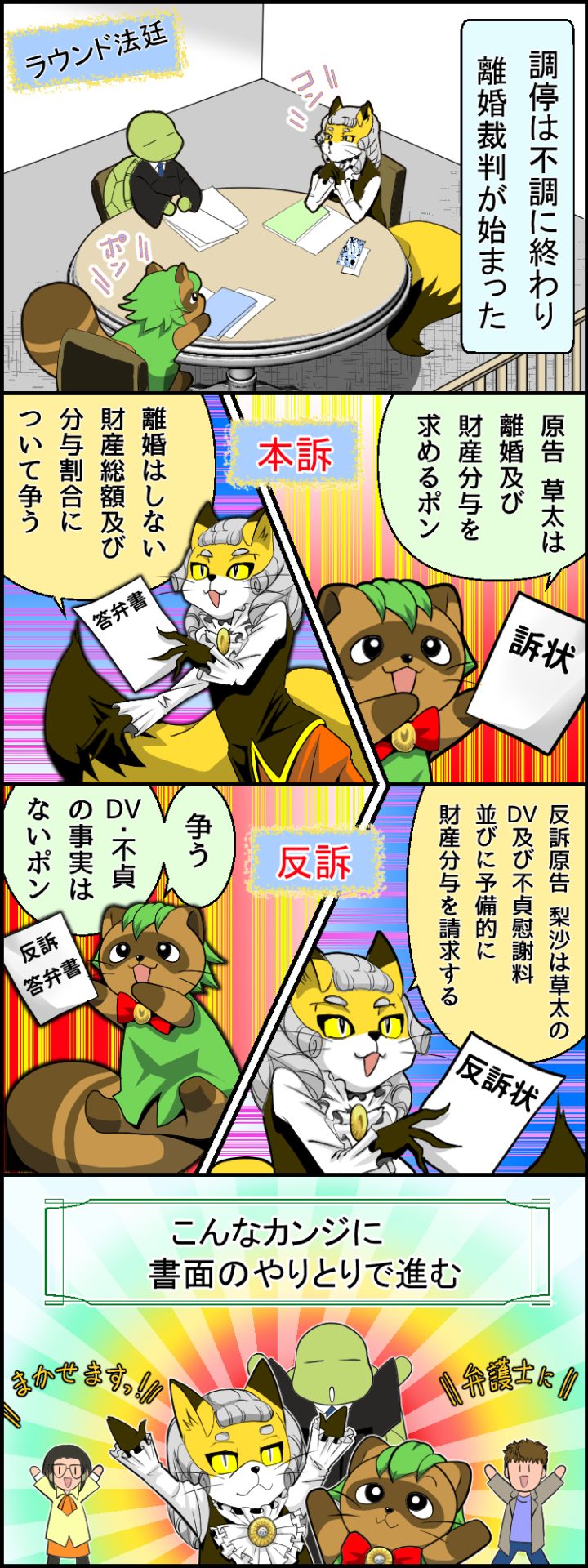 調停でも話し合いは決裂。裁判離婚へ　©赤ネコ
